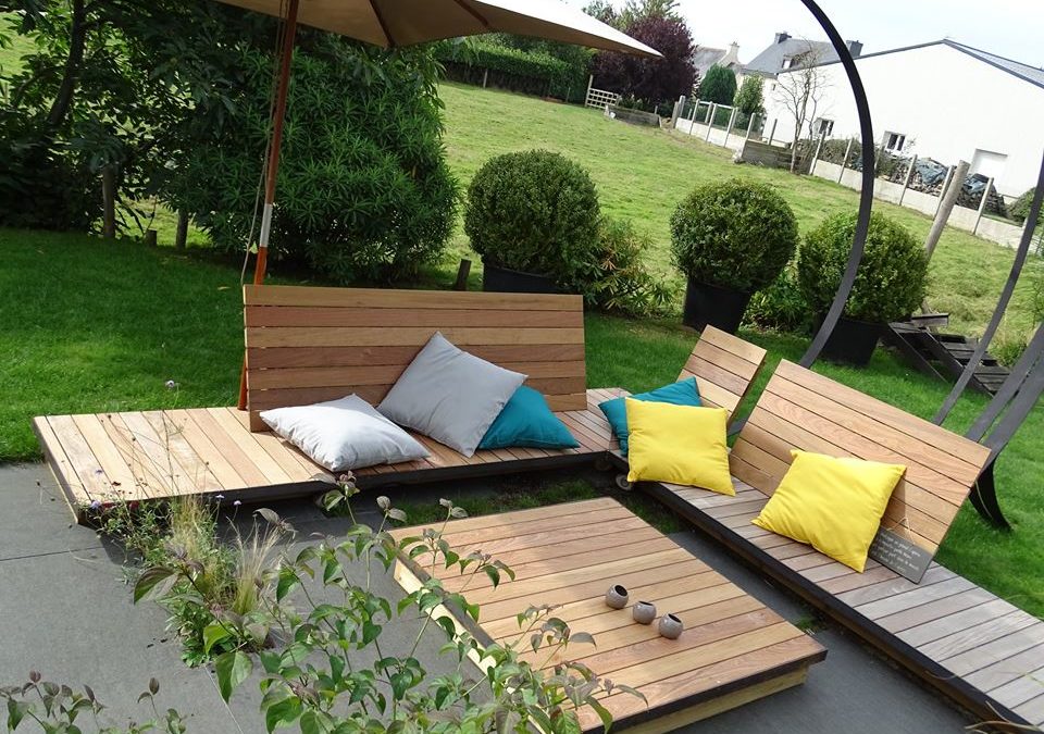 Table et Banc en lames de terrasse Ipé